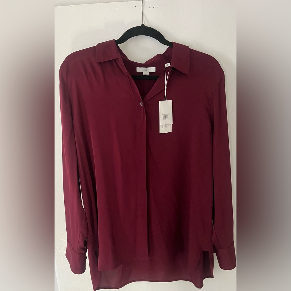 Vince Wine Red Long Sleeve Button Down Shirt - NWT